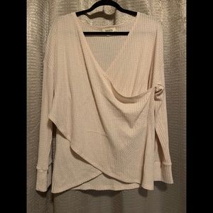 Cream Long Sleeve with Cross Fabric in Front